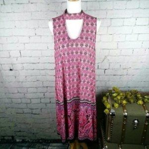 Studio by JPR Boho Choker Shift Midi Dress Red Large